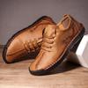 Leather Shoes Casual Sneakers Men Shoes Large Size Handmade Bean Shoes Fashionable Lace Up Business Men's Shoes