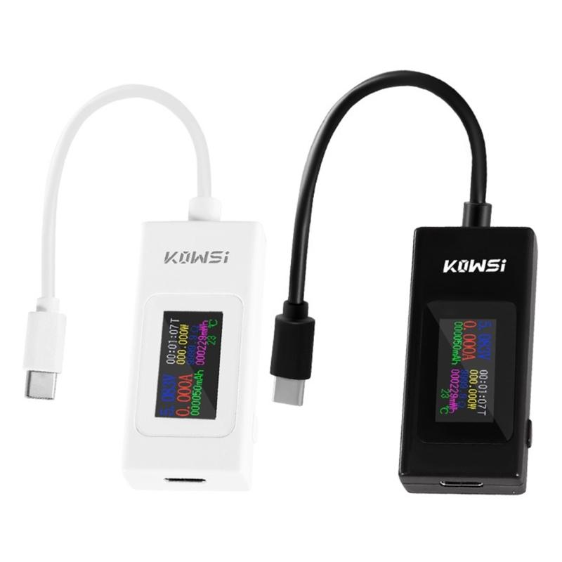 

Digital Multimeter USB C Tester Power Meter Color Screen Ammeter Voltmeter 4-30V 0-6.5A USB Cable ChargerDetector білий
