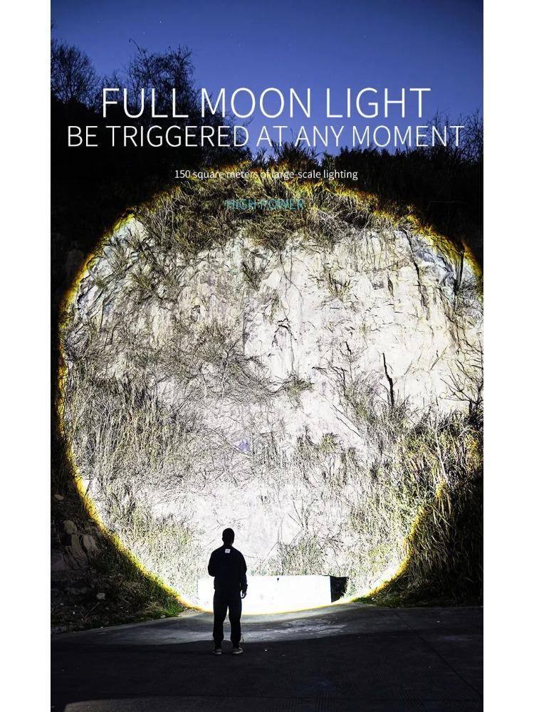 Powerful White Laser Flashlights Telescopic Zoom Tactical Spotlights Rechargeable Outdoor Torch With Tail Light Built-in Battery