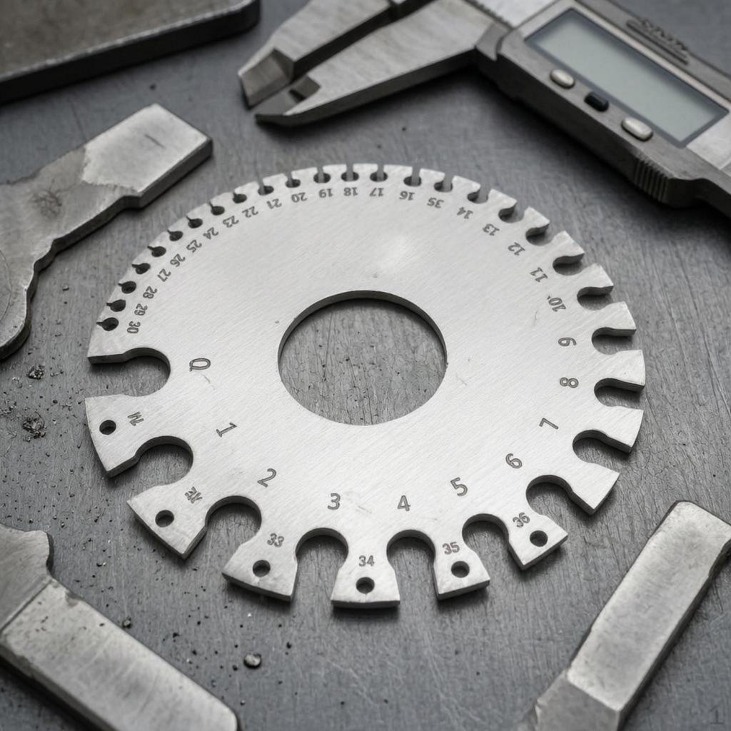 Weld Inspection Gauge Measurement Markings Metal Joining Seam Brushed Silver