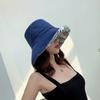 Hat Female Double-sided Japanese Internet Celebrity Travel Visor Sun Protection Big Brim Face Bucket Hat Women Summer Double-sided Can Wear
