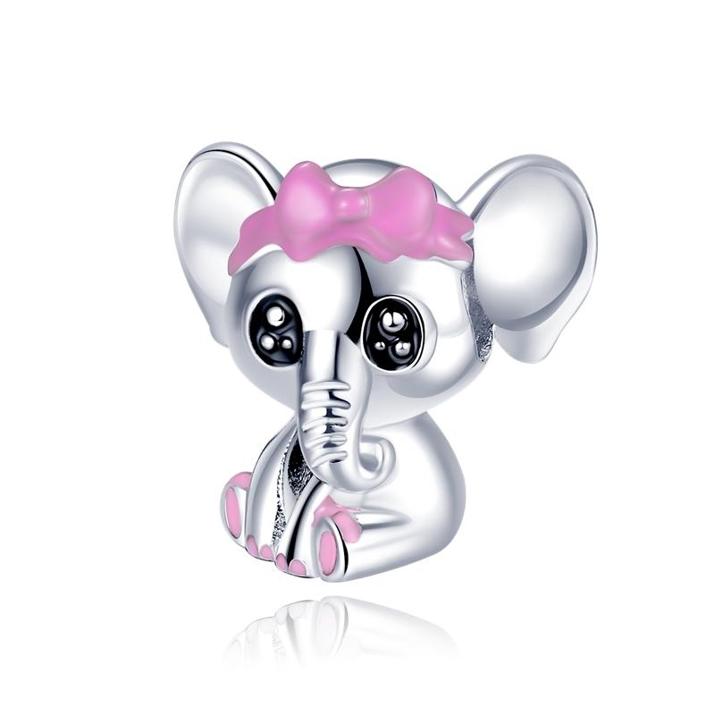 

925 Silver Colorful & Sparkling Elephant Dangle Charm Fit Bracelet Lovely Jewelry Accessories Gifts