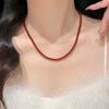 Retro Trendy Red Fruit Pomegranate Pendant Stackable Necklace Earrings Set for Women New Year Lucky Chinese Style Jewelry Sets