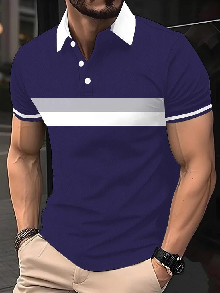 Trendy Casual! Men's Short-sleeve Polo Shirt, Comfortable and Versatile.