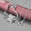 925 Sterling Silver Heart-shaped Butterfly 18 Inch Pendant Necklace Fashionable Wedding Jewelry