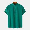Summer Men's Stand-Up Collar Casual Short Sleeve Shirt Beach T-Shirt Men's Clothing