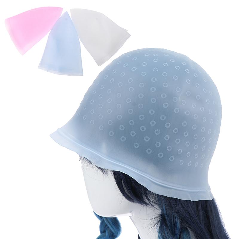 

B3 1 Pc Silicone Hair Highlights Cap With Needle Reusable Hair Coloring Cap Hair Dye Hat Hair Styling Tools Barber Accessories