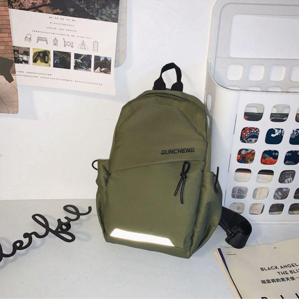 Large Capacity Shoulder Crossbody Bag Solid Color Sports Knapsack Fashion Nylon Chest Bag  Street
