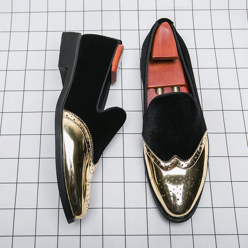 Fashion Luxury Designer New Britain Royal Pointed Velvet Brogue Leather Shoes For Men Casual Loafers Formal Dress Footwear