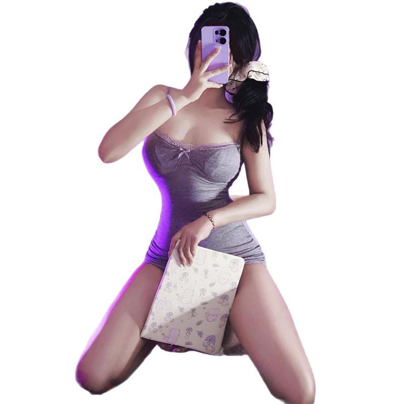 Pure desire hottie lace nightdress sexy underwear sexy deep v bare chest hip uniform pajama set