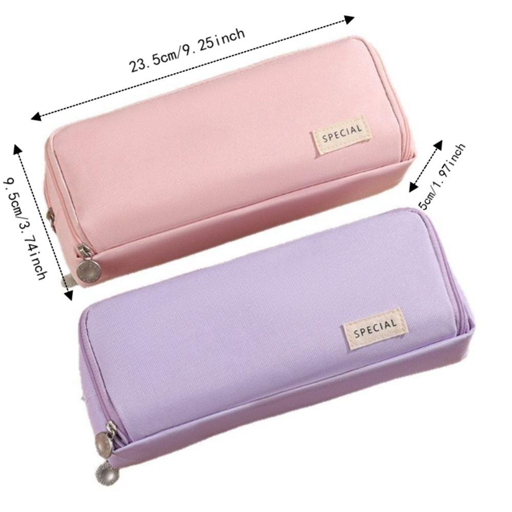 Oxford Cloth Solid Color Pencil Pouch Large Capacity Stationery Organizer Student Use