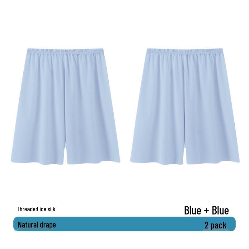 Men's Summer Ice Silk Pajama Pants, Plus Size, Lightweight, Loose-Fit, Five-Point Shorts