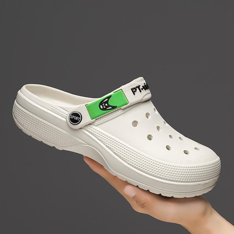 

Hole shoes men s summer wear sandals men s garden shoes driving beach sandals casual bag head slippers 39 білий