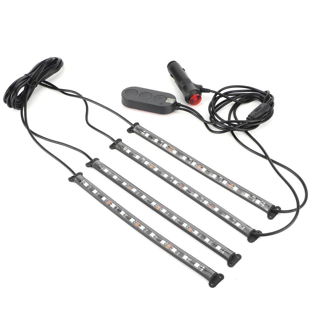 Interior Ambient Light Dynamic Decorative 4 RGB Lamp Strips Remote Control by Phone Bluetooth APP