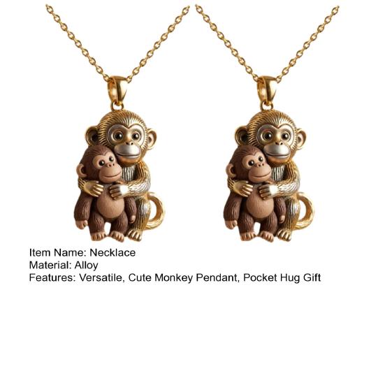 Punch The Monkey Halskette Niedlicher Baby-Makake Orang-Utan Anhänger Halskette Damen Herren Schmuck Tasche Umarmung Geschenk für Freunde Geliebte