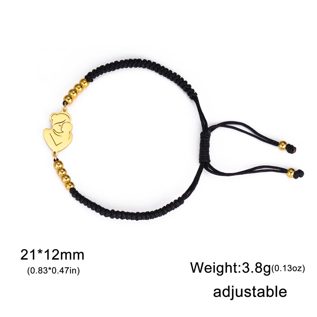 Stainless Steel Gold Color Baby Mom Family Charm Bracelet Red Black Rope Bracelets Fashion Jewelry for Women Mother's Day Gift