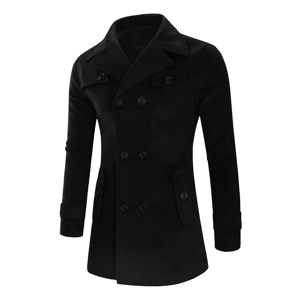 Men's Jacket Warm Winter Trench Long Outwear Button Smart Overcoat Coatsbuy at a low prices on