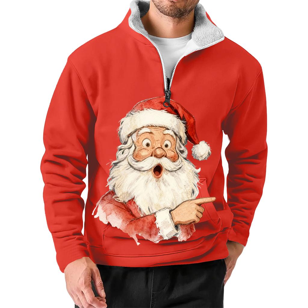 Pánská vánoční mikina se stojáčkem, horký prodej, venkovní ležérní top s límcem