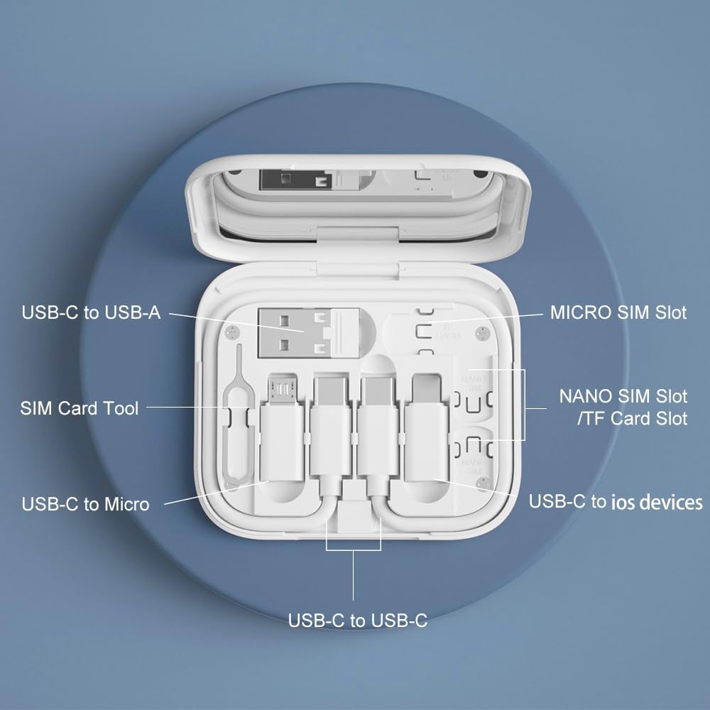 USB-C Travel Adapter Kit for IPhone, Pixel & Galaxy: USB-A to C, Micro-USB to C, Type-C to Lightning, Short USB-C Cable, OTG, Mirror Case