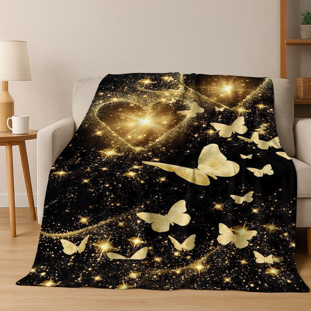 26 Style Dream Butterfly Flower Cartoon Flannel Blanket,Cozy Soft Throw Blanket for Home Bedroom Bed Sofa Picnic Cover Gift Kids