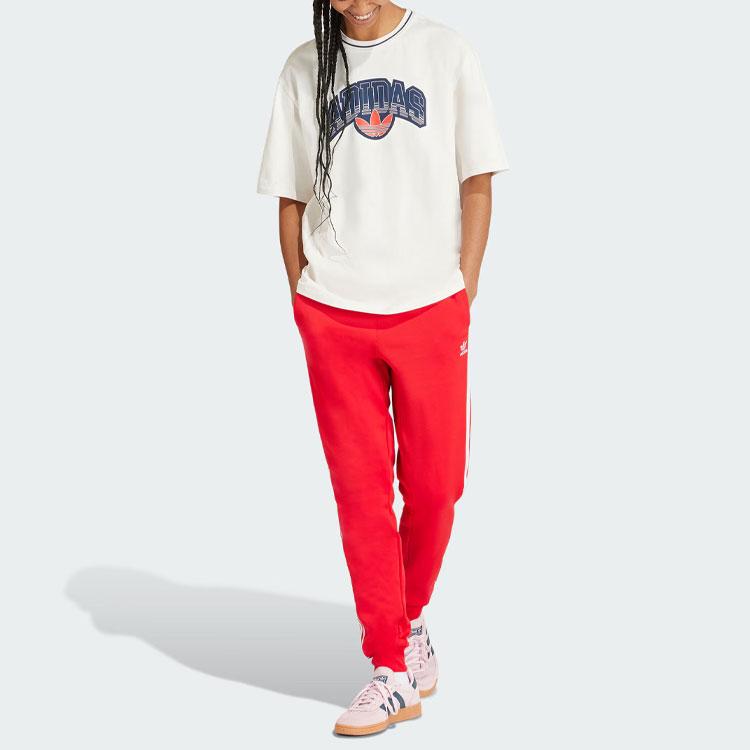 Adidas Big Logo Retro Cotton Color Block Sports T-Shirt Men Tops White IU2491