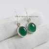 Green Onyx Earrings: Handmade 925 Sterling Silver Dainty Oval Gemstone