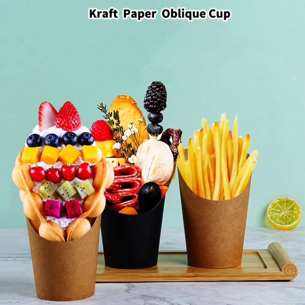 25pcs 14/16oz French Fries Holder Kraft Paper Potato Chips Box New French Fry Cup  Party Supplies