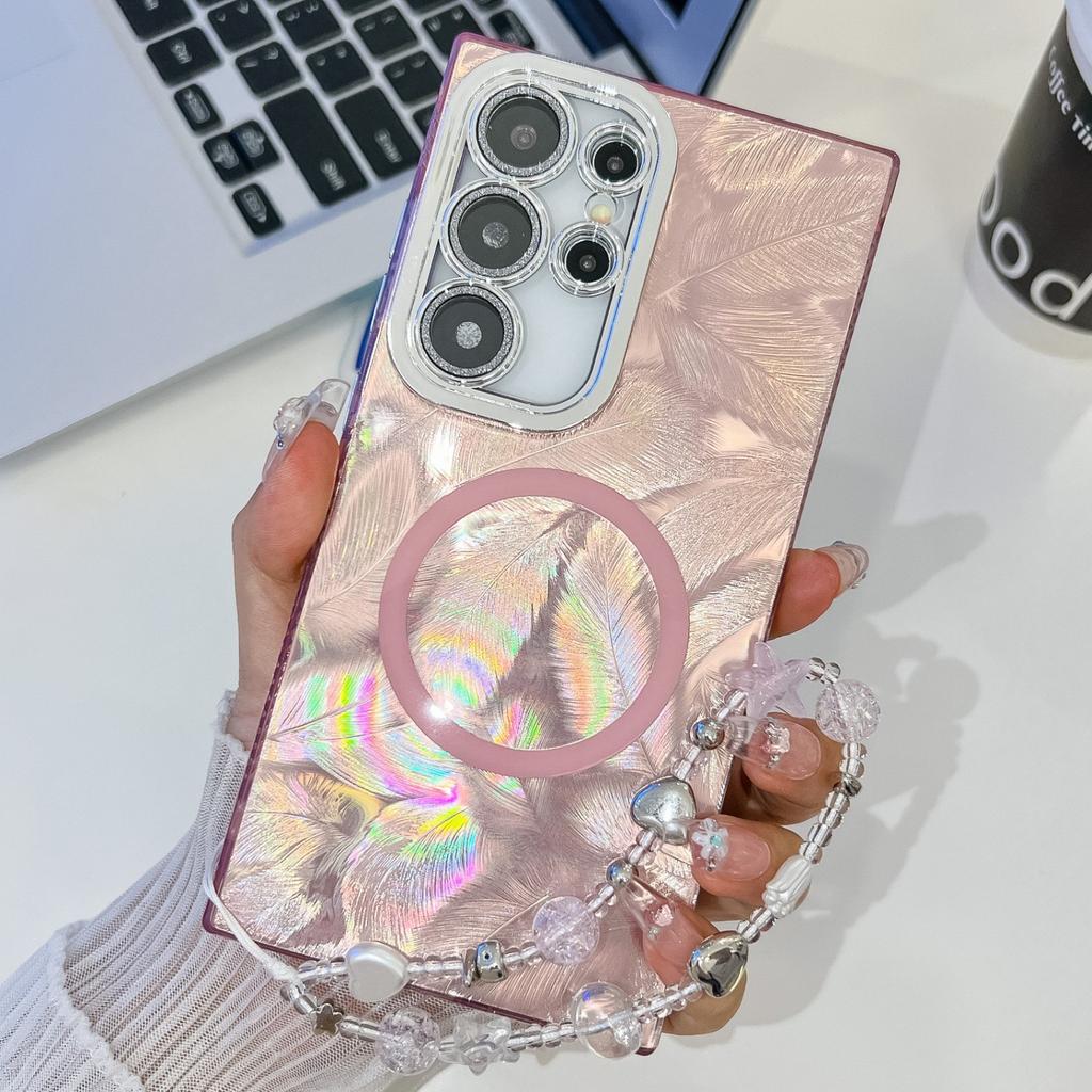Applicable to iPhone11 Apple 11ProMax electroplating S11FE feather S11Ultra feather yarn s11 protective case female