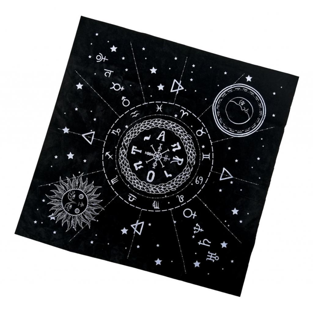 12 Constellations Astrologie Tarot Carte De Divination Nappe pour Passionn/és De Tarot Conseillers Psychologiques Magiciens M/énages Quotidiens Funsquare Nappe Tarot Divinatoire