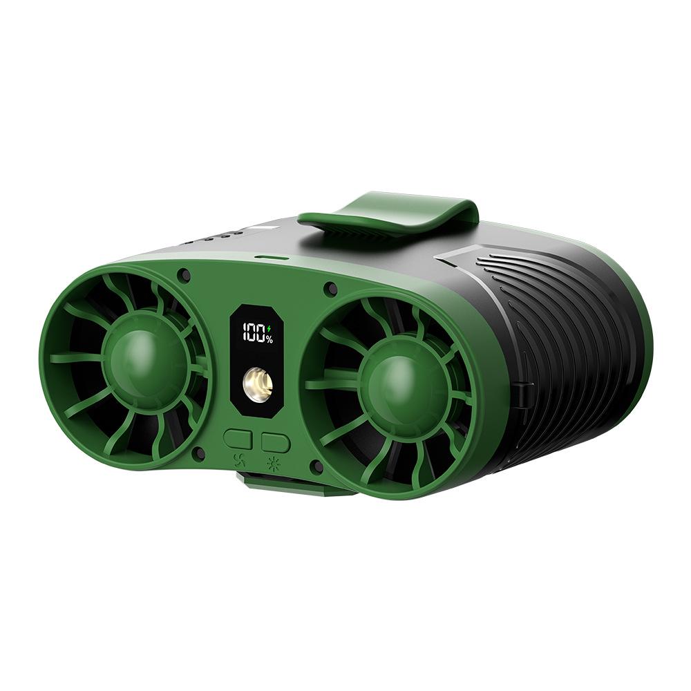 

Portable Dual Air Outlet Waist Fan & USB Power Bank for Outdoor Cooling Long Battery Life + Power Bank + Display + Light зелений/чорний