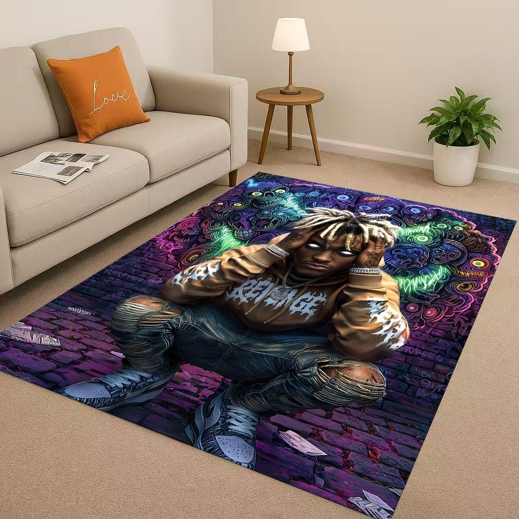 3D Classic Top Hip Hop Rapper Star Cartoon Art Living Room Non-Slip Area Rug Carpet for Bedroom Playroom Sofa,Home Decor Doormat
