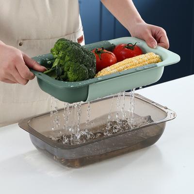 Retractable Drain Basket Over The Sink Multifunctional Grade PP Extendable Fruit Vegetable Washing Drainer Colander Strainer Bowl Tableware Container