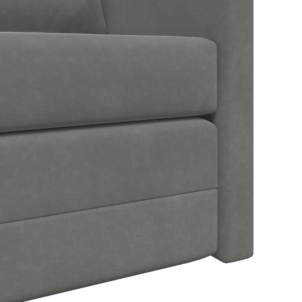 Floor Sofa with Sleeping Function Dark Gray 122x204x55 Cm Velvet