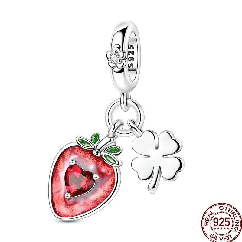 New Copper Fruit Charms Bead Strawberry Lemon Kiwi Peach Dragon Pendant Fit Original Bracelet Diy For Women Jewelry