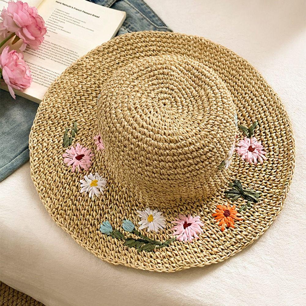 Colorful Weave Hat Boho Women's Sun Hats Sweet Flower Straw Hat  Party
