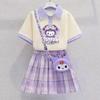 Kuromi Girls' Summer Cartoon JK Skirt Set - Short Sleeve Dress for Middle and Big Kids
