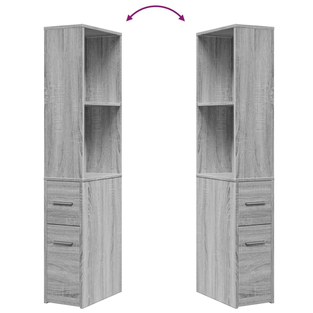 Narrow Bathroom Cabinet with Casters Gray Sonoma Particleboard