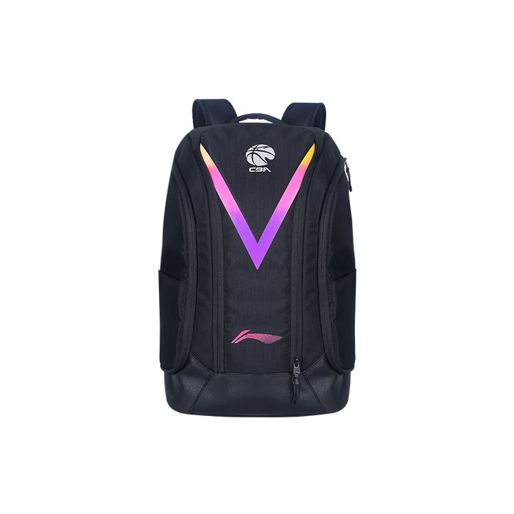 Li Ning CBA Series Basketball Dawn Large Capacity Casual Sports Backpack Men Backpack Black Red ABSS439-1 Black
