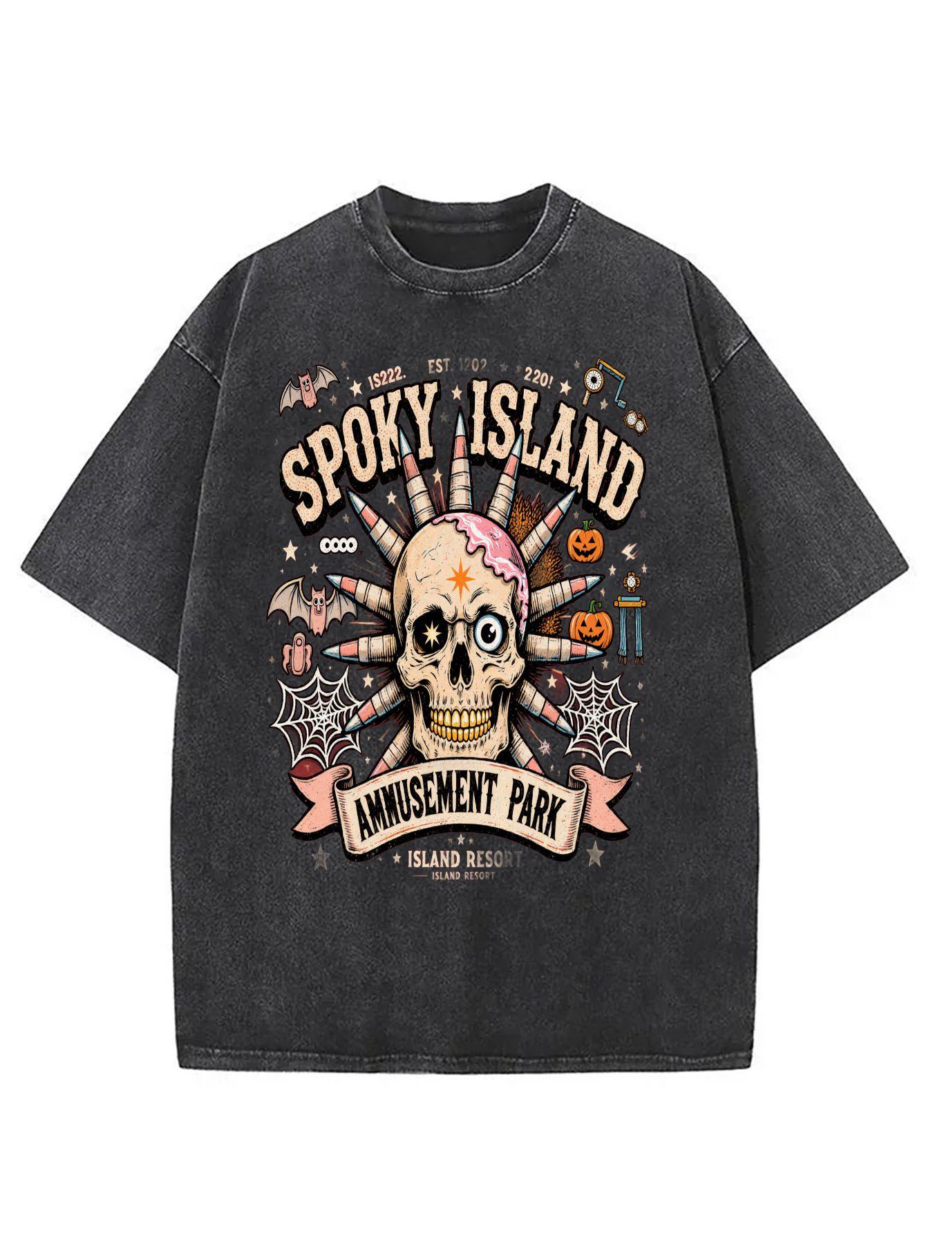 

Vintage Washed Oversized Men s T-Shirt -Skull Design - Perfect Gift for Amusement Park Lovers, Ideal for Halloween Parties, Casual Wear S