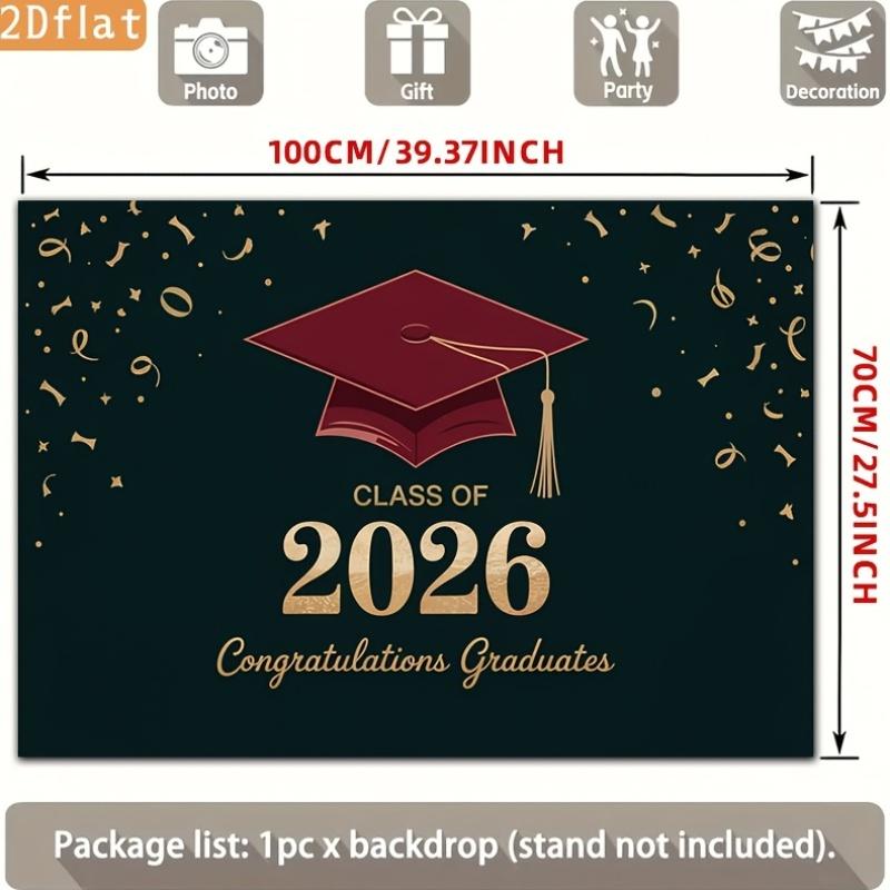 2D plane, suitable for parties, featuring a single piece of red polyester background, celebrating the graduates of 2026
