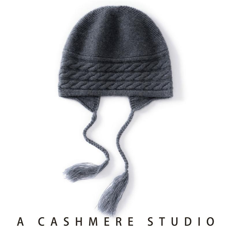 Autumn and winter cashmere knitted hat warm and cold ear protection fashion wool hat outdoor cycling hat bag head hat cold hat