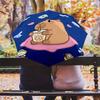 Rainbow Bear Sips Pink Drink Folding umbrella Portable travel Umbrella travel Three folds