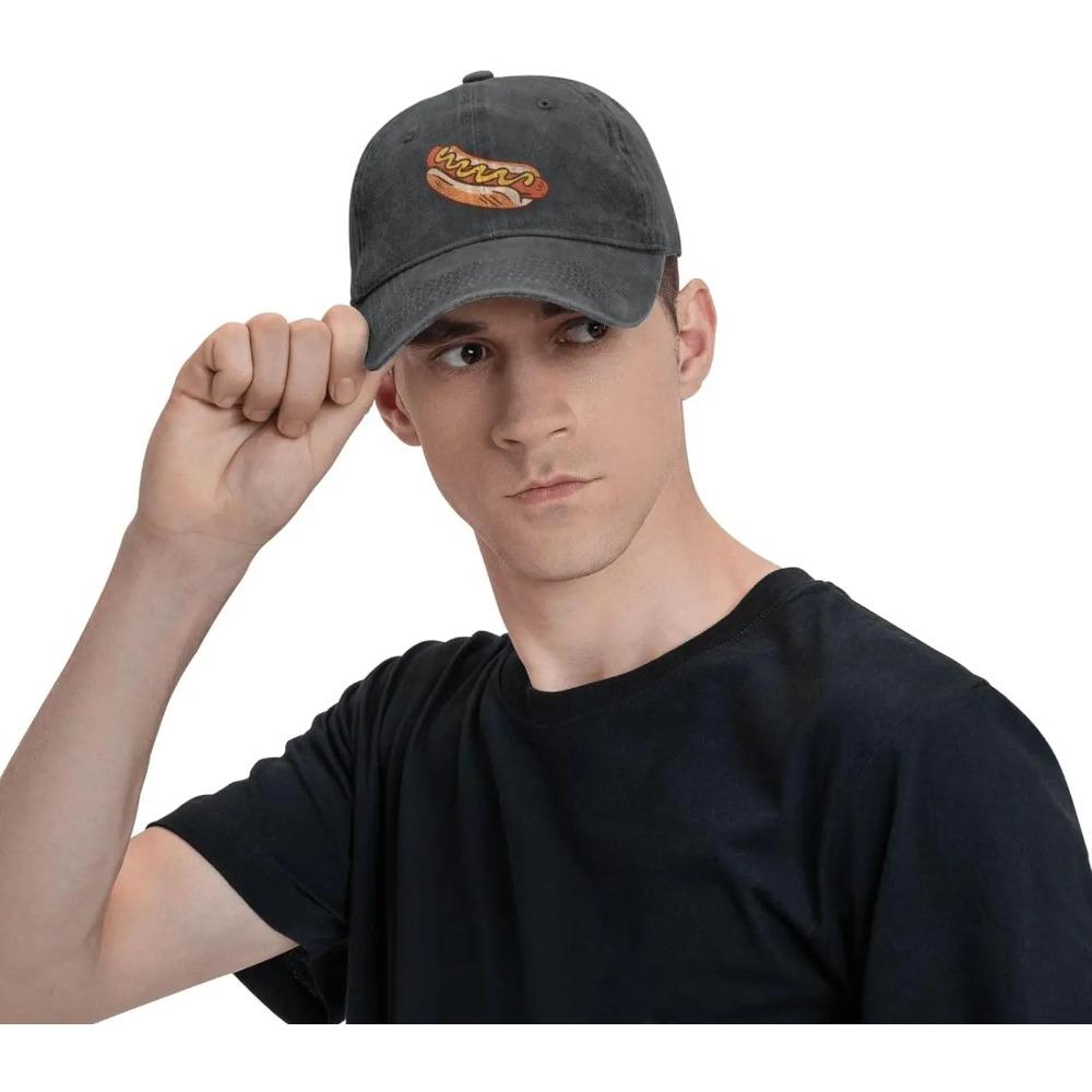 Hot Dog Burger Chips Snack Food Denim Cap Golf Dad Hat Adjustable Classic Cotton Hat Men Cap for Women Outdoor Hiking