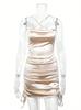 New Dress Suspender Halter Sexy Women's Clothing Side Drawstring Design Exquisite Hip-wrapped Skirt