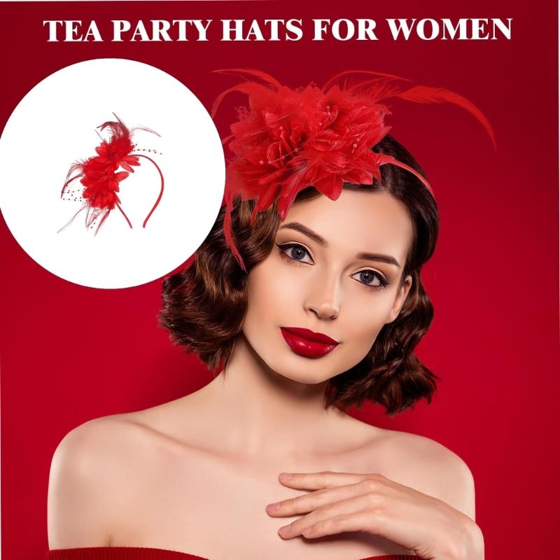 Pack Of 12 Piece Elegant Feather Headpieces Fascinator Headdress For Tea Parties And Special Occasion