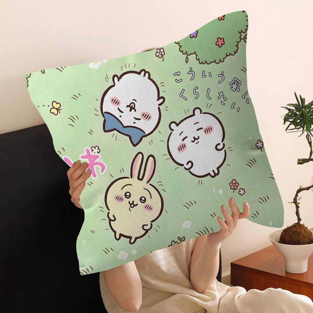 Cartoon Cute Amine Chiikawas Pillow Cushion Cover Pillowcase Living Room Sofa Home Decor