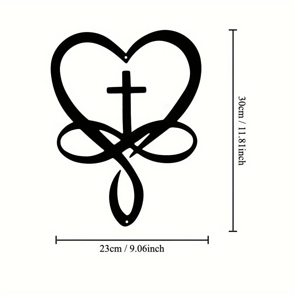 Stunning 1pc Heart Cross Wall Sign! Retro Metal Hanging for Home or Office Decor. Perfect Valentine's Day Gift. Wall Decoration.