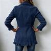 Women's Cropped Jacket Double-Breasted Lapel Collar Ruffle Hem Coat for Casual Wear