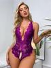 Women's Deep V Lace Babydoll Lingerie - Adjustable Teddy & Sheer Design, (Black/Red/Purple) | Sensual Nightwear