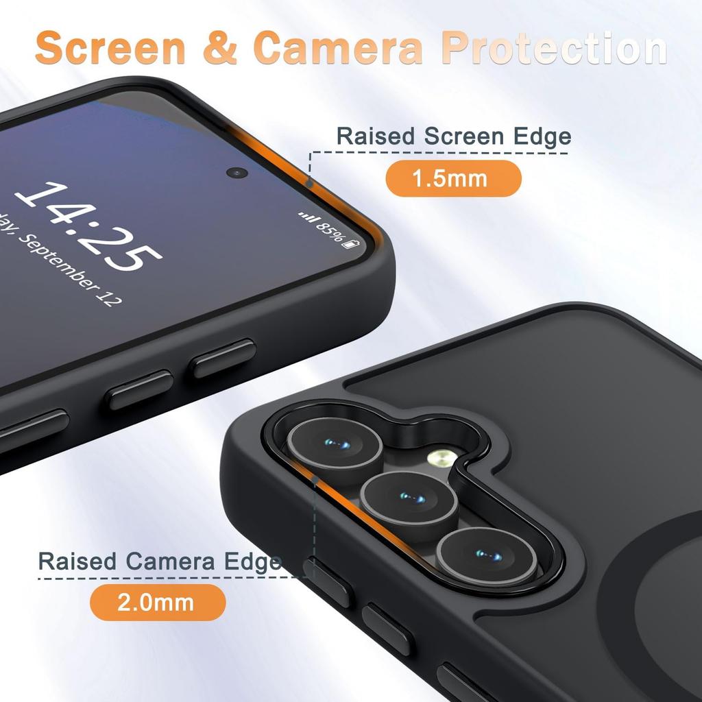 for Samsung Galaxy S24 FE Case, Matte Magnetic Phone Case with 1 Screen Protector, Support for Magsafe, Translucent Frosted Slim Shockproof